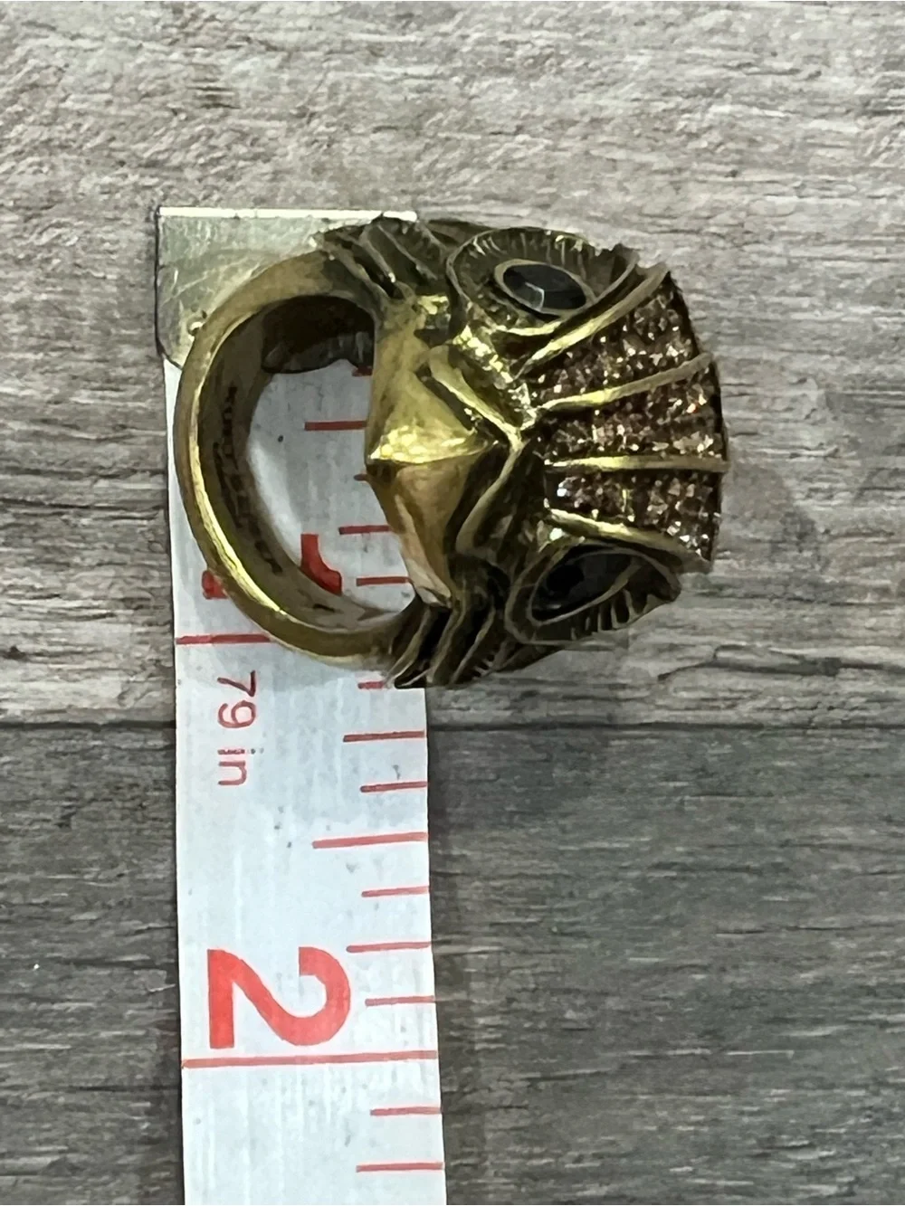 Kurt Geiger Jewelry Gold Ring Size 7 Eagle Head Crystal Pave Statement Ring